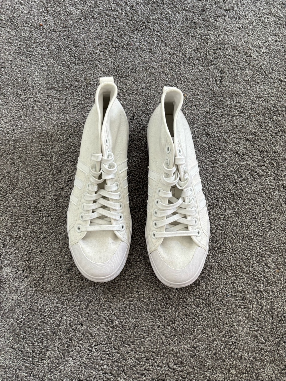 White Adidas High-Top Canvas Sneakers